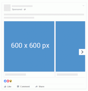 Facebook Carousel Ads recommended size 600 x 600