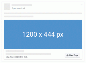 facebook page like ad recommended image size