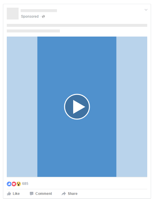 This is how Facebook will show a vertical video on desktop, if made right. As a square with to layers. The back layer is a blurred view of the video thats made to fit the square. And the top layer is the video. On mobile the back layer does not show.